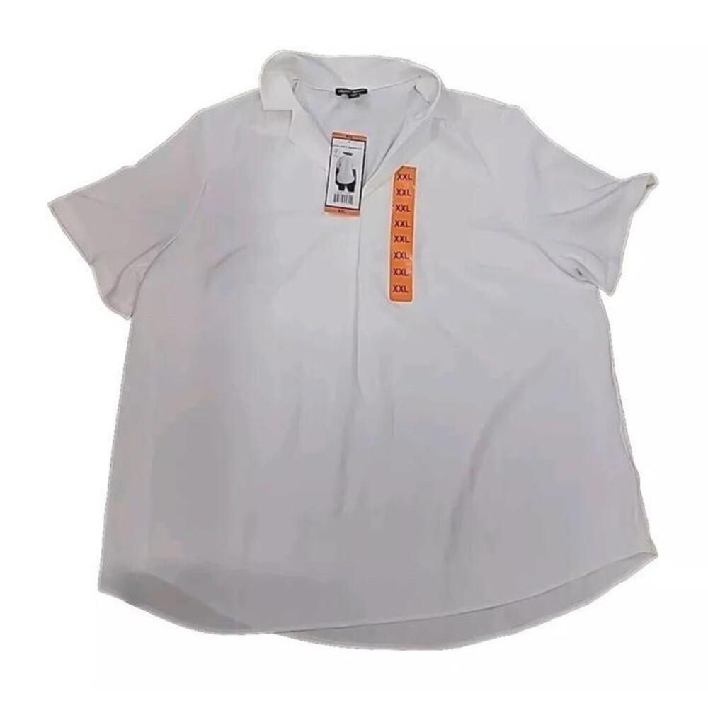 Hilary Radley Ladies' Blouse Plus Size XXL Color Ivory New With Short Sleeves C2